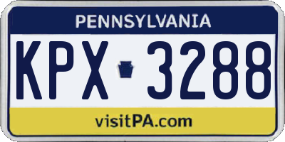 PA license plate KPX3288