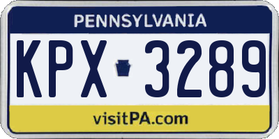 PA license plate KPX3289