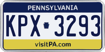 PA license plate KPX3293
