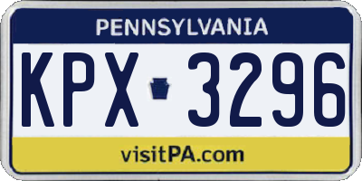 PA license plate KPX3296