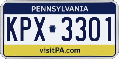 PA license plate KPX3301