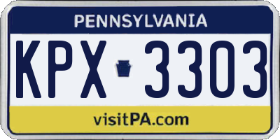 PA license plate KPX3303