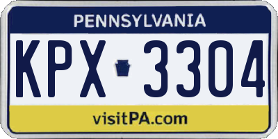 PA license plate KPX3304
