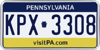 PA license plate KPX3308