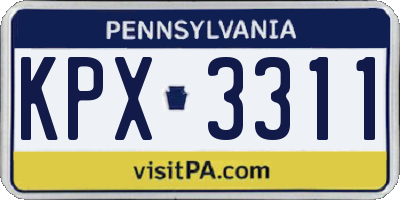 PA license plate KPX3311
