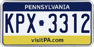 PA license plate KPX3312