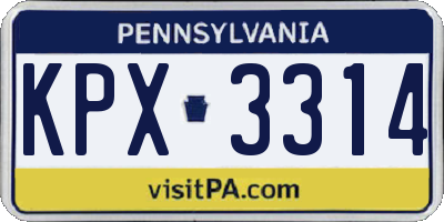 PA license plate KPX3314