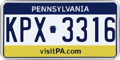 PA license plate KPX3316