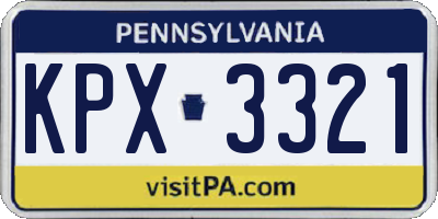 PA license plate KPX3321