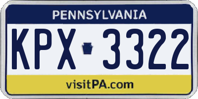 PA license plate KPX3322