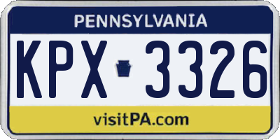 PA license plate KPX3326