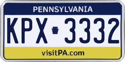 PA license plate KPX3332