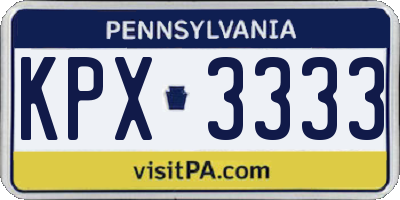 PA license plate KPX3333