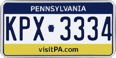 PA license plate KPX3334