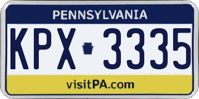 PA license plate KPX3335