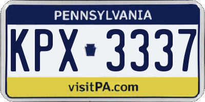 PA license plate KPX3337