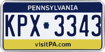 PA license plate KPX3343