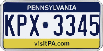 PA license plate KPX3345