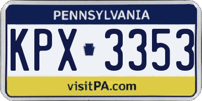 PA license plate KPX3353