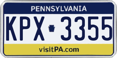 PA license plate KPX3355
