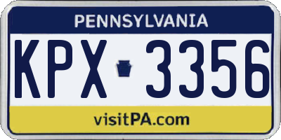 PA license plate KPX3356