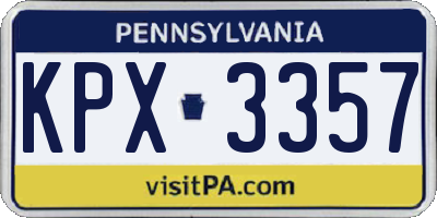 PA license plate KPX3357