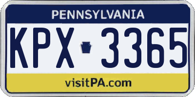 PA license plate KPX3365