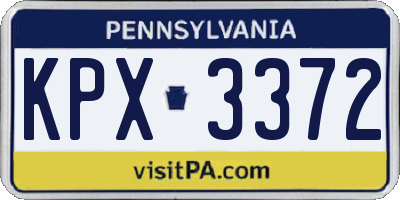 PA license plate KPX3372