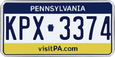 PA license plate KPX3374