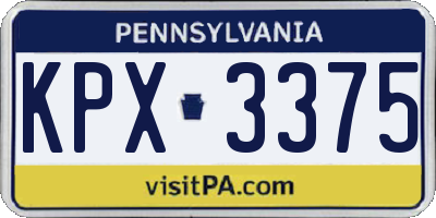 PA license plate KPX3375