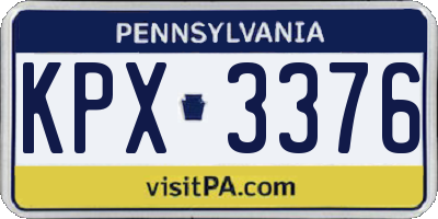 PA license plate KPX3376