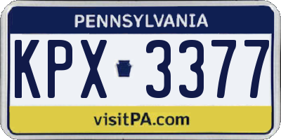 PA license plate KPX3377