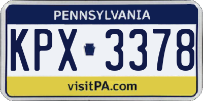 PA license plate KPX3378