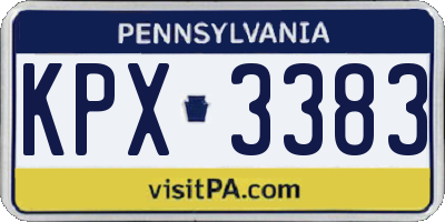 PA license plate KPX3383