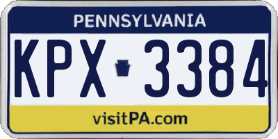 PA license plate KPX3384