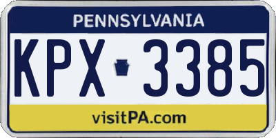 PA license plate KPX3385