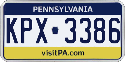 PA license plate KPX3386
