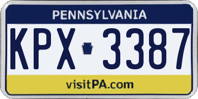 PA license plate KPX3387