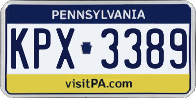 PA license plate KPX3389