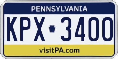 PA license plate KPX3400