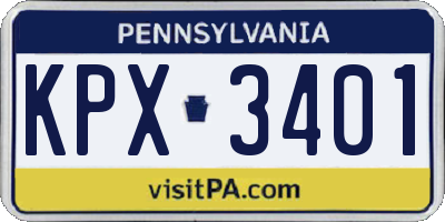 PA license plate KPX3401