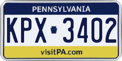 PA license plate KPX3402