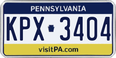 PA license plate KPX3404