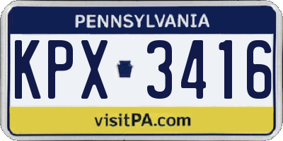 PA license plate KPX3416