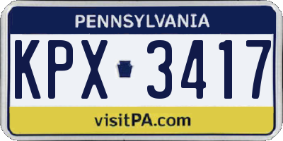 PA license plate KPX3417