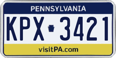 PA license plate KPX3421