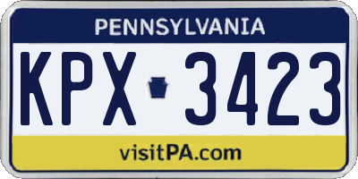 PA license plate KPX3423