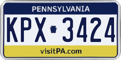 PA license plate KPX3424