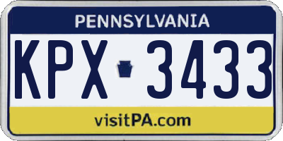PA license plate KPX3433