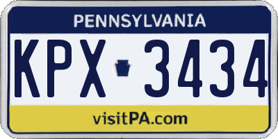 PA license plate KPX3434